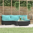 vidaXL Patio Furniture Set 4 Piece with Cushions Black Poly Rattan