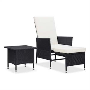 vidaXL 2 Piece Patio Lounge Set with Cushions Poly Rattan Black