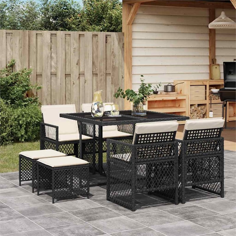 vidaXL Garden Dining Set Black and Cream