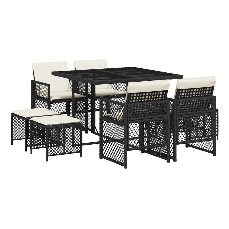 vidaXL Garden Dining Set Black and Cream