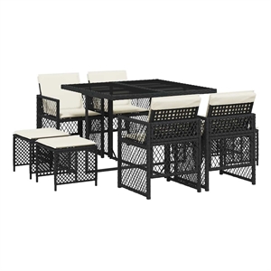vidaXL Garden Dining Set Black and Cream