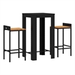 vidaXL 3 Piece Patio Bar Set Black Poly Rattan&Solid Wood Acacia