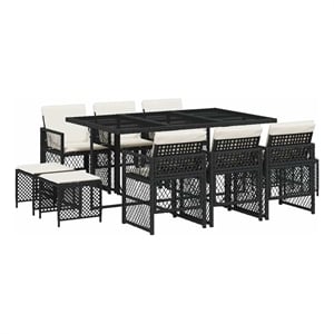 vidaXL Garden Dining Set Black and Cream White