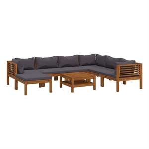 vidaXL 8 Piece Patio Lounge Set with Cushion Solid Acacia Wood