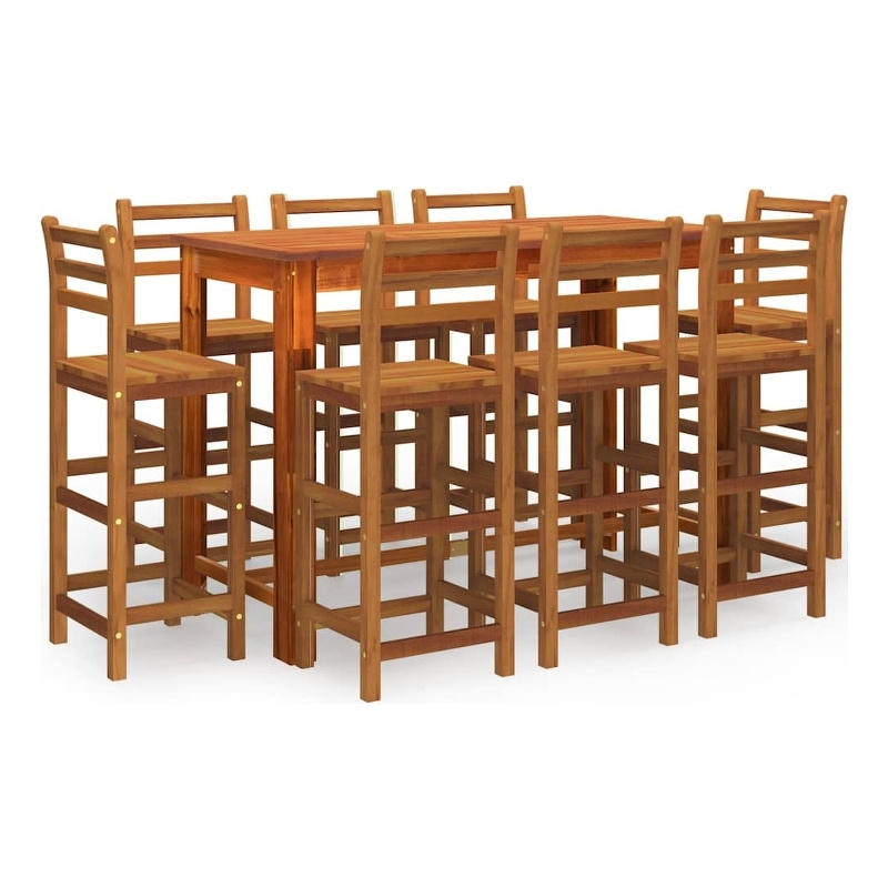 vidaXL 9 Piece Patio Bar Set Solid Wood Acacia
