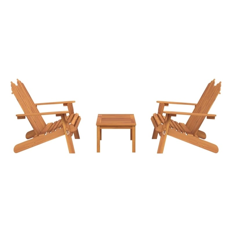 vidaXL 3 Piece Adirondack Patio Lounge Set Solid Wood Acacia