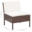 vidaXL 5 Piece Patio Sofa Set with Cushions Poly Rattan Brown
