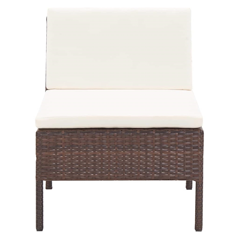 vidaXL 5 Piece Patio Sofa Set with Cushions Poly Rattan Brown