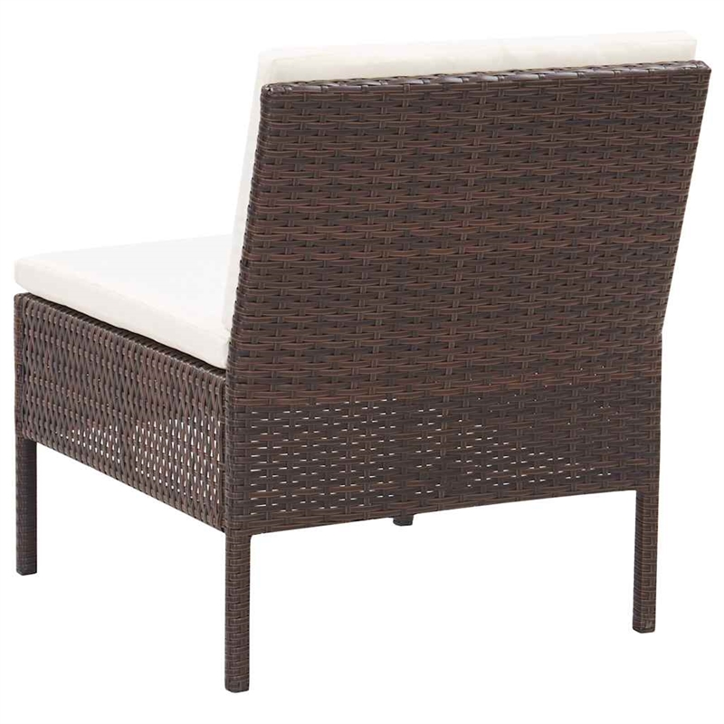 vidaXL 5 Piece Patio Sofa Set with Cushions Poly Rattan Brown