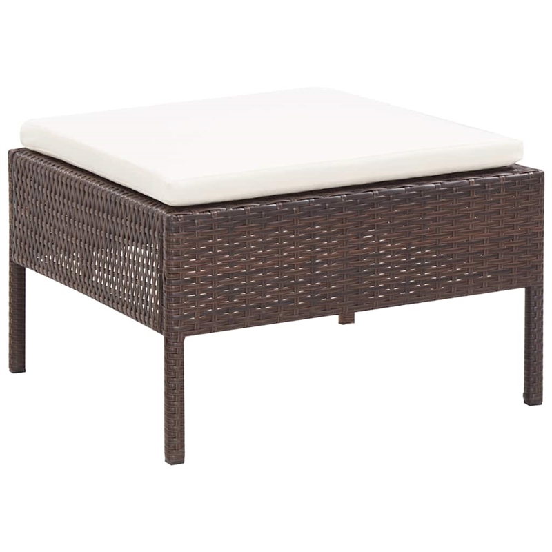 vidaXL 5 Piece Patio Sofa Set with Cushions Poly Rattan Brown