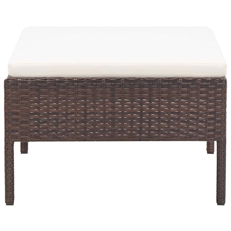 vidaXL 5 Piece Patio Sofa Set with Cushions Poly Rattan Brown