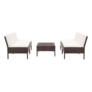 vidaXL 5 Piece Patio Sofa Set with Cushions Poly Rattan Brown