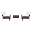 vidaXL 5 Piece Patio Sofa Set with Cushions Poly Rattan Brown