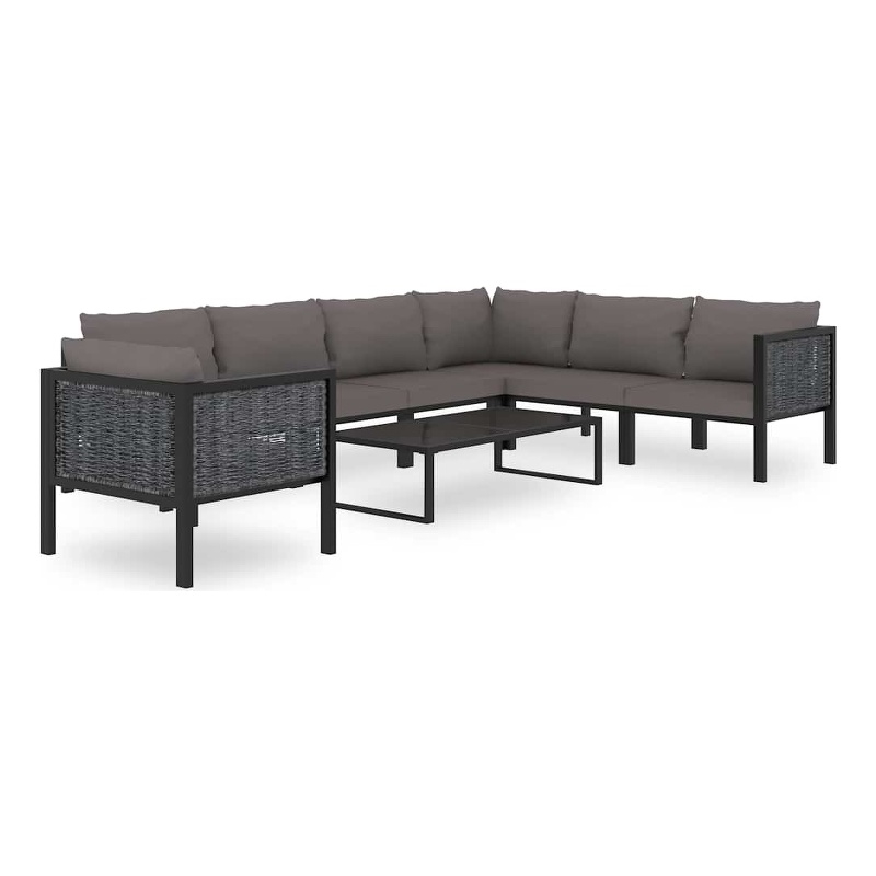 vidaXL 8 Piece Patio Lounge Set with Cushions Poly Rattan Anthracite