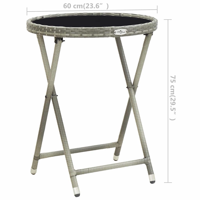 vidaXL 3 Piece Patio Bistro Set Poly Rattan and Glass Gray