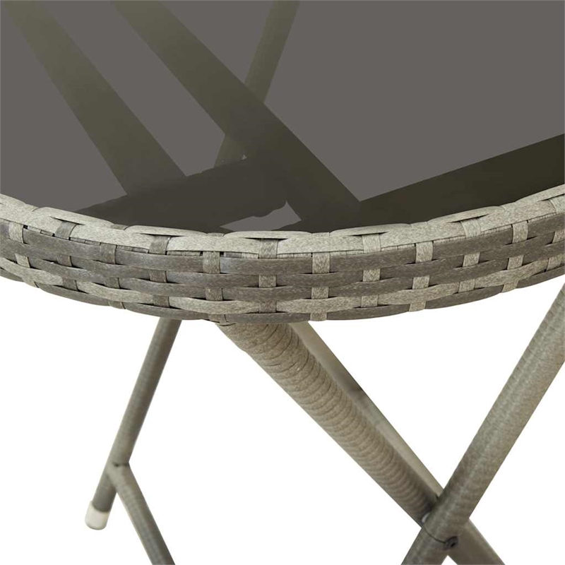 vidaXL 3 Piece Patio Bistro Set Poly Rattan and Glass Gray