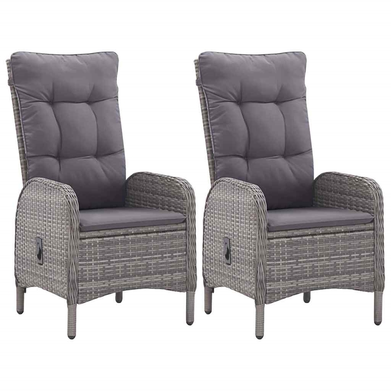 vidaXL 3 Piece Patio Bistro Set Poly Rattan and Glass Gray