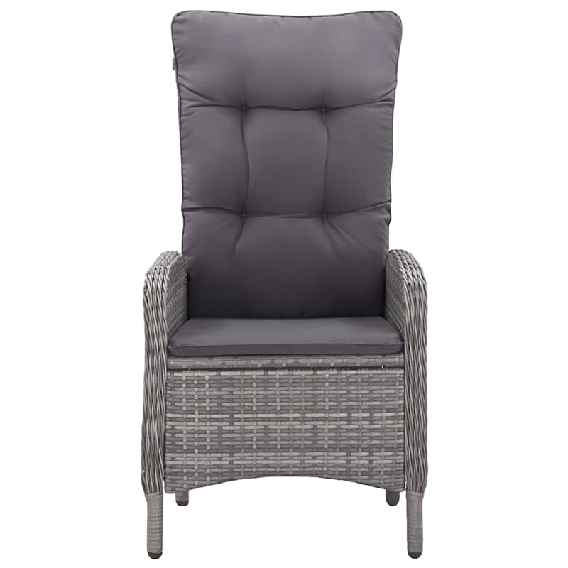 vidaXL 3 Piece Patio Bistro Set Poly Rattan and Glass Gray