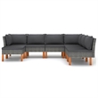 vidaXL 7 Piece Patio Lounge Set with Cushions Poly Rattan Gray