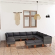 vidaXL 12 Piece Patio Lounge Set with Cushions Poly Rattan Gray
