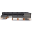vidaXL 12 Piece Patio Lounge Set with Cushions Poly Rattan Gray
