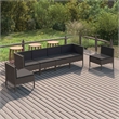 vidaXL 6 Piece Patio Lounge Set with Cushions Poly Rattan Gray
