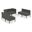 vidaXL 6 Piece Patio Lounge Set with Cushions Poly Rattan Gray