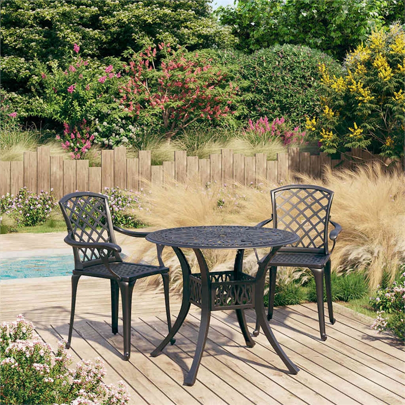 vidaXL 3 Piece Bistro Set Cast Aluminum Black