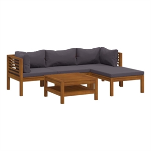 vidaXL 5 Piece Patio Lounge Set with Cushion Solid Acacia Wood