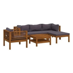 vidaXL 6 Piece Patio Lounge Set with Cushion Solid Acacia Wood