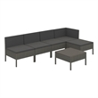 vidaXL 6 Piece Patio Lounge Set with Cushions Poly Rattan Gray