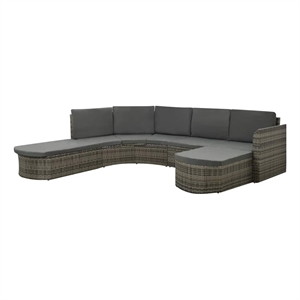 vidaXL 4 Piece Patio Lounge Set with Cushions Poly Rattan Gray
