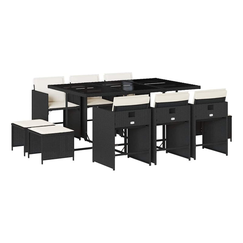 vidaXL Garden Dining Set Black Rattan 28.7