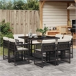 vidaXL Garden Dining Set Black and Cream White PE Rattan Large Foldable
