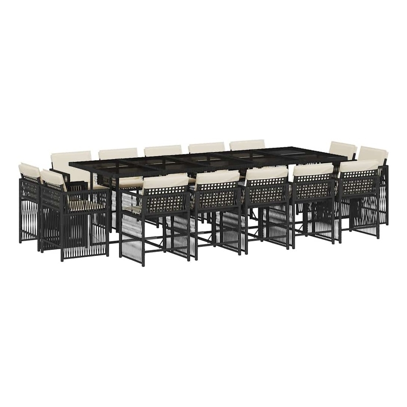 vidaXL Garden Dining Set Black PE rattan Large Foldable