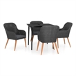 vidaXL 5 Piece Patio Dining Set with Cushions Black