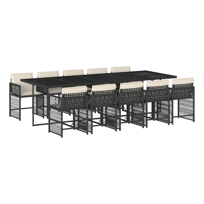 vidaXL Garden Dining Set Black Poly Rattan Large Foldable