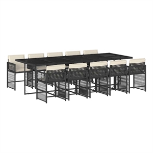 vidaXL Garden Dining Set Black Poly Rattan Large Foldable