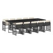 vidaXL Garden Dining Set Black Poly Rattan Large Foldable
