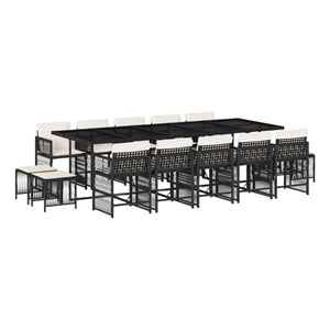 vidaXL Garden Dining Set Black PE rattan Large Expandable