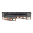 vidaXL 8 Piece Patio Lounge Set with Cushions Poly Rattan Gray
