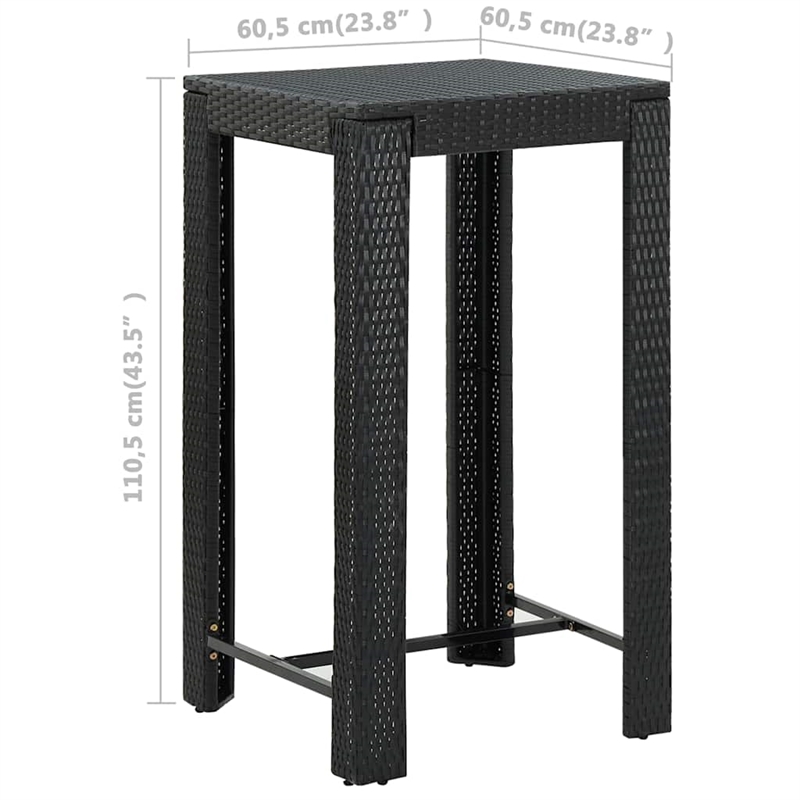 vidaXL 5 Piece Patio Bar Set with Cushions Poly Rattan Black