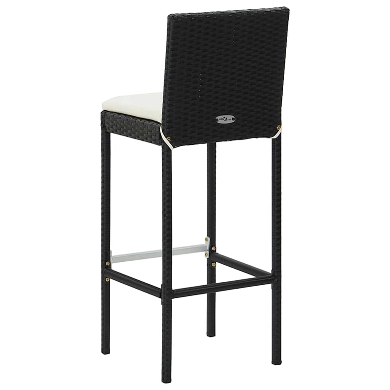 vidaXL 3 Piece Patio Bar Set with Cushions Poly Rattan Black