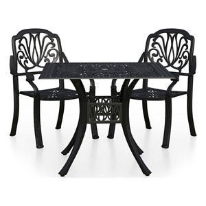 vidaXL 3 Piece Bistro Set Cast Aluminum Black