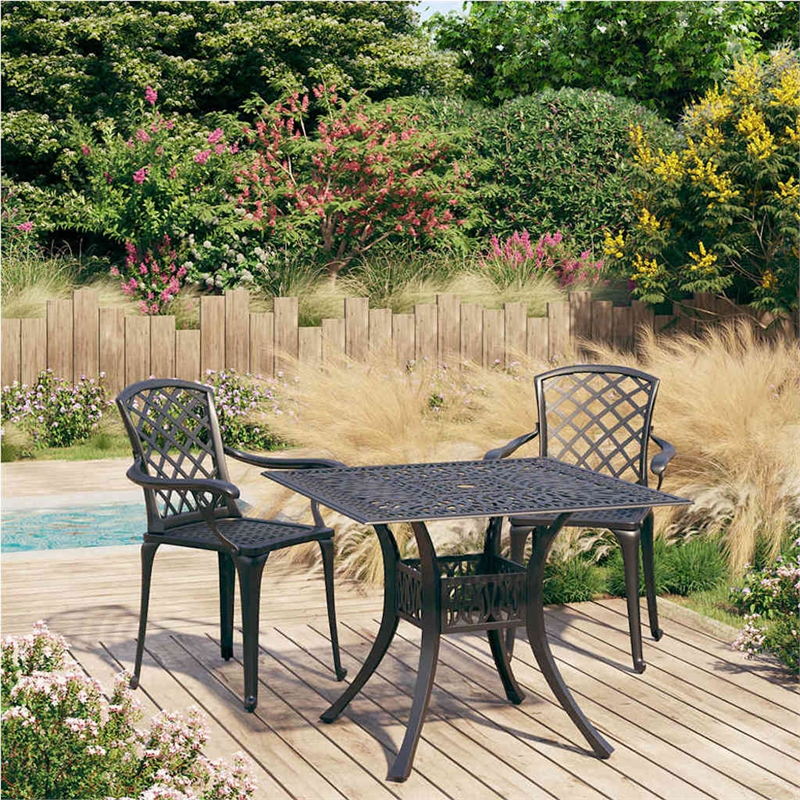 vidaXL 3 Piece Bistro Set Cast Aluminum Black