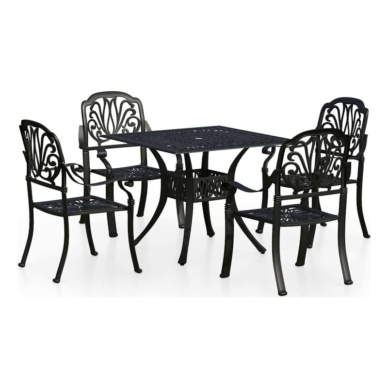 vidaXL 5 Piece Bistro Set Cast Aluminum Black