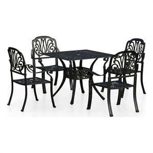 vidaXL 5 Piece Bistro Set Cast Aluminum Black