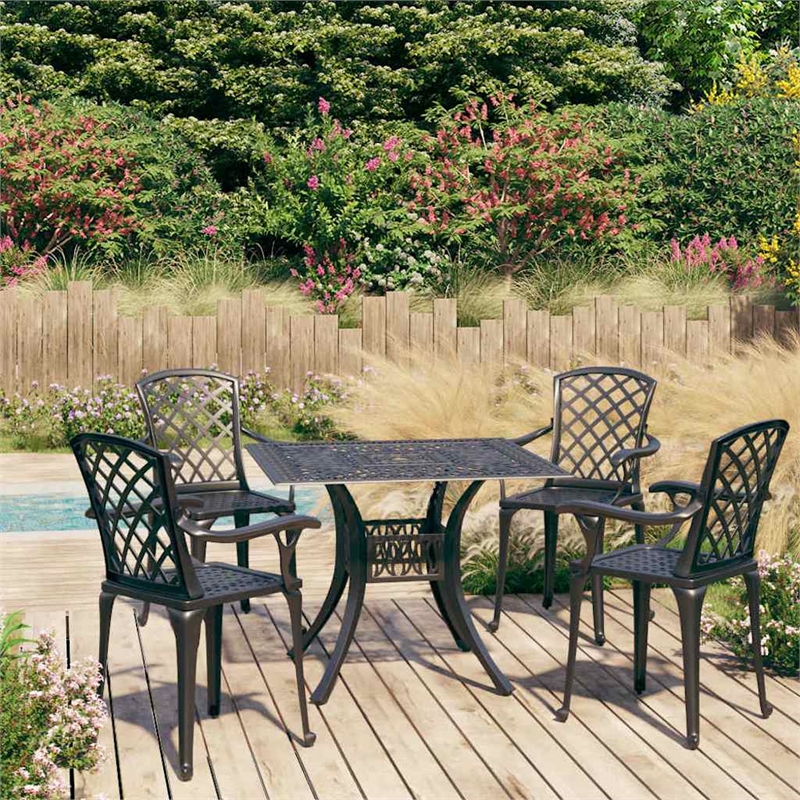vidaXL 5 Piece Bistro Set Cast Aluminum Black