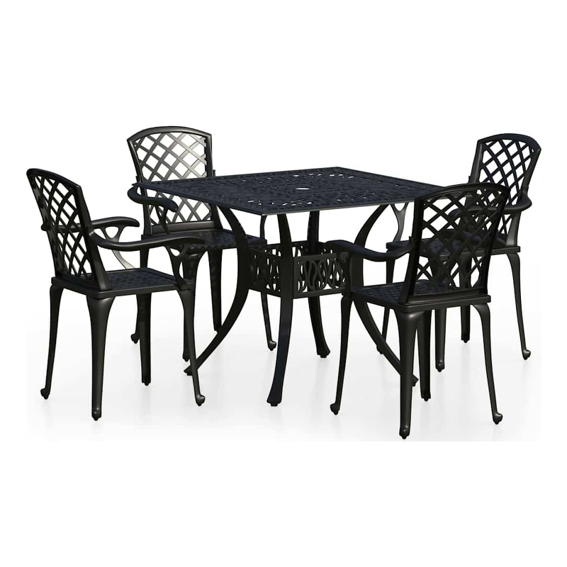 vidaXL 5 Piece Bistro Set Cast Aluminum Black