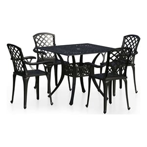 vidaXL 5 Piece Bistro Set Cast Aluminum Black